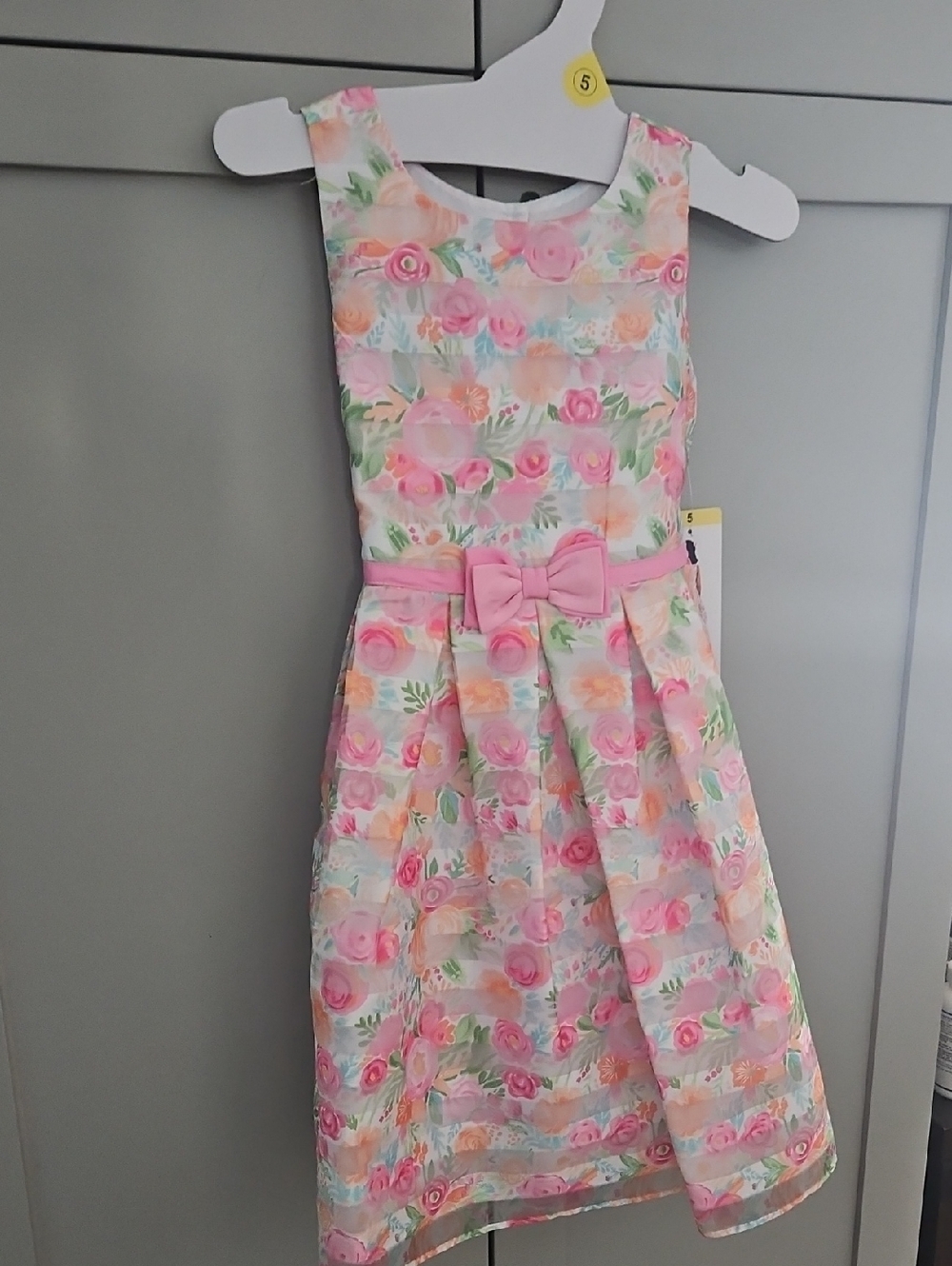 Jona Michelle Pink Floral Bow-Accent Party Dress